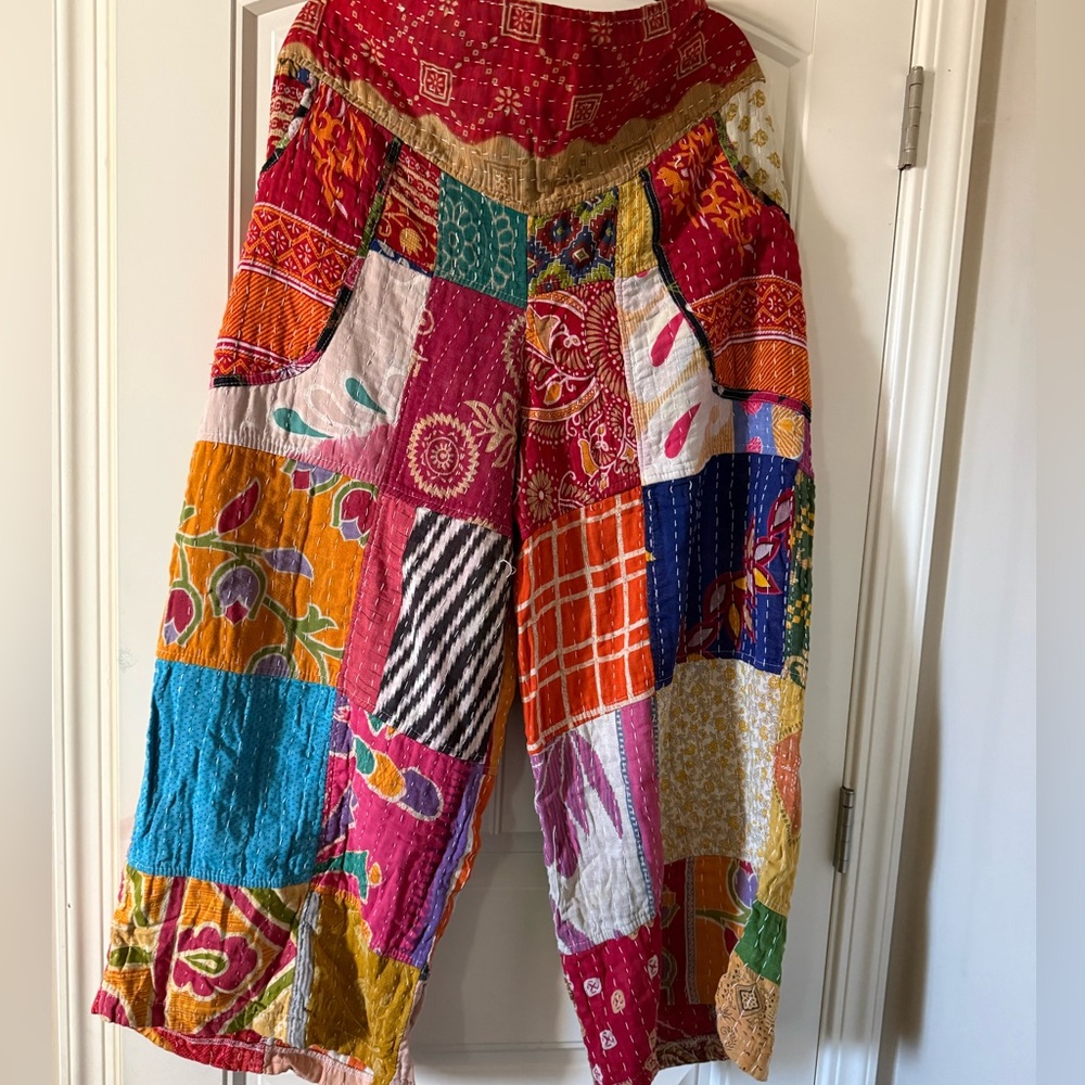 Colorful Patchwork Boho Harem Pants - image 1
